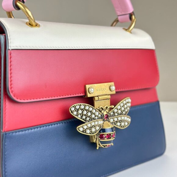 Gucci Tri-Color Leather Queen Bees Shoulder Bag - Picture 7 of 8